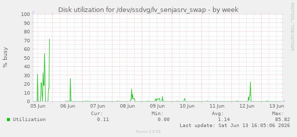 Disk utilization for /dev/ssdvg/lv_senjasrv_swap